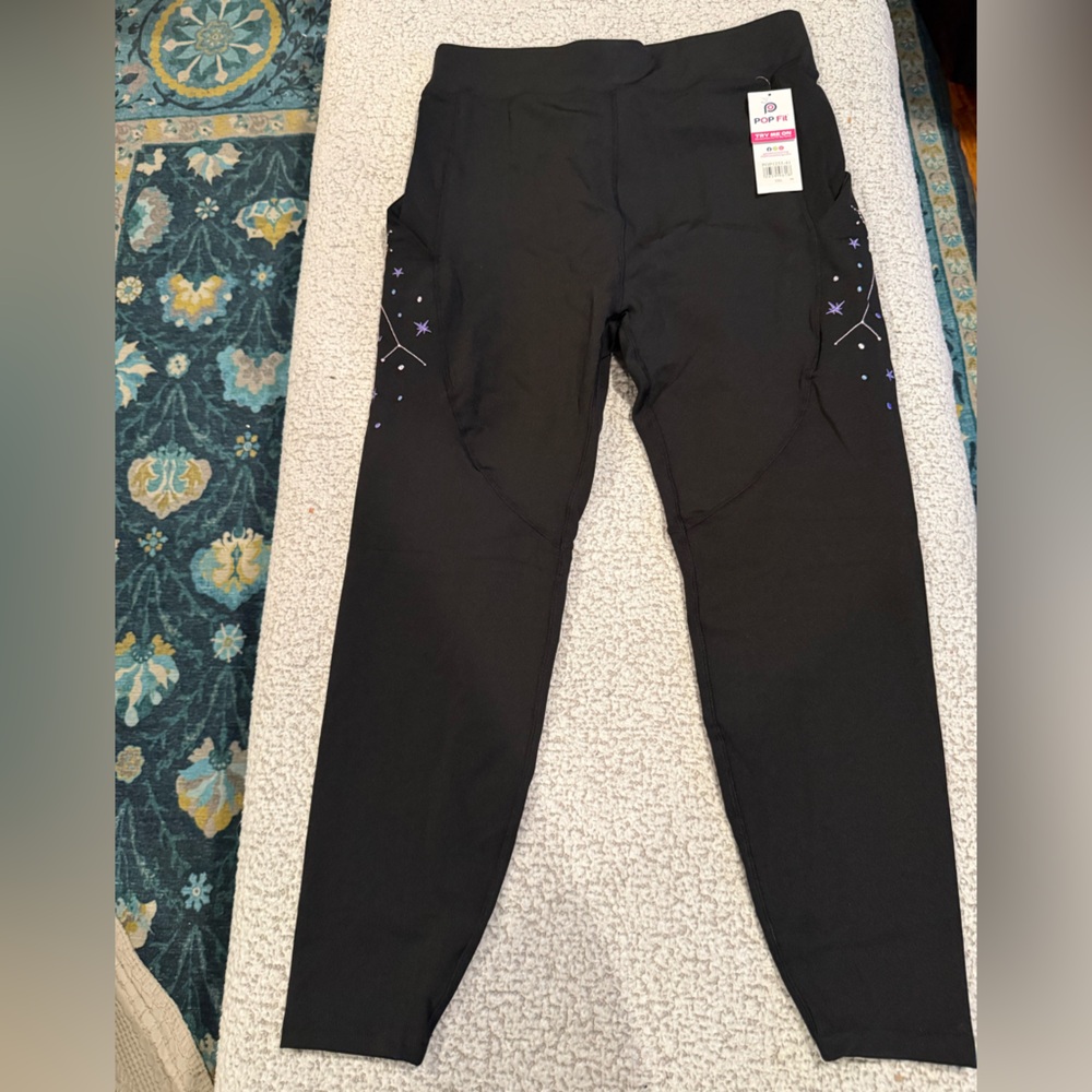 POP Fit Constellation Leggings Black Size 2XL NWT High Waist‎ Pocket Leggings